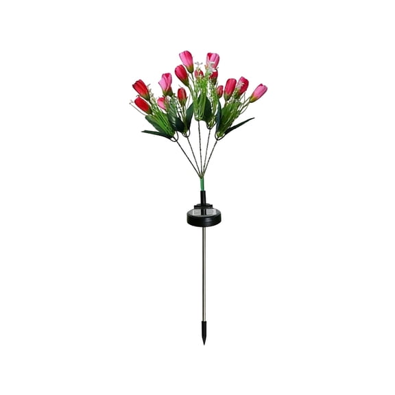 Solar Powered 5-Head Tulip Stake Lights, Waterproof Outdoor String Lights for Garden and Lawn, Decorative Landscape Lighting Set, Festive Yard and Pathway Decoration Gift Pack