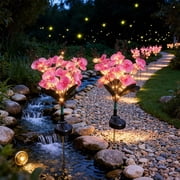 Solar Powered 5 Light Phalaenopsis Orchid Garden Light 29.13 Inch, Outdoor Artificial Flower Stake Lamp with 2 Modes, for Lawn Yard