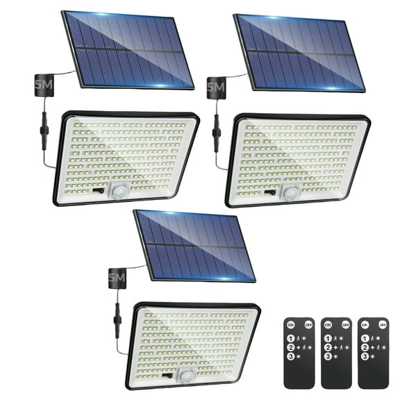 Solar Powered 6500K LED Outdoor Flood Lights, 3 Pack