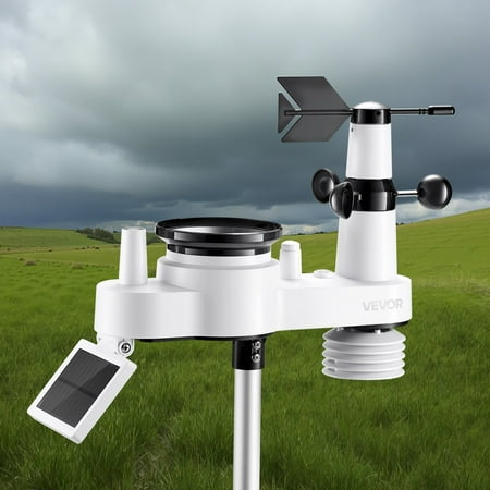 Solar Powered 7-in-1 Wireless Weather Station - 7.5" VA Screen, APP Control, Rain/Wind/Temp/Humidity Monitor for Indoor & Outdoor
