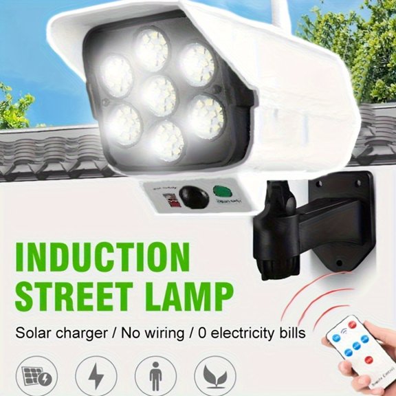 Solar Powered 77 LED Motion Sensor Security Spotlight Camera, Wireless Night Vision, Solar Charging, Energy-Saving Outdoor Camera for Garden, Porch  Driveway