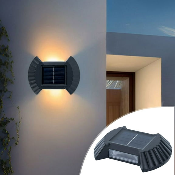 Solar Powered 8LED Up Down Emitting Mirror Wall Light Outdoor Courtyard Garden Decoration Fence Ambient Light Waterproof For Pathway