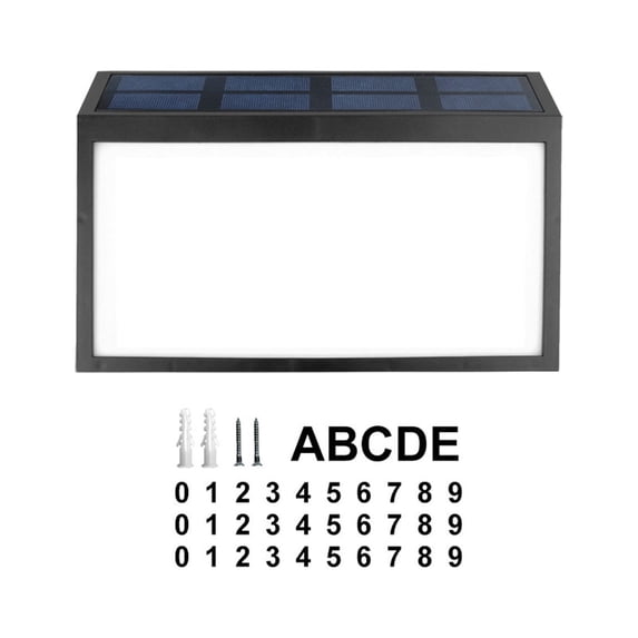 Solar Powered Address Sign LED Light with 10 Bulbs Wall Mount or Ground Stake IP65 Waterproof 2 Lighting Modes