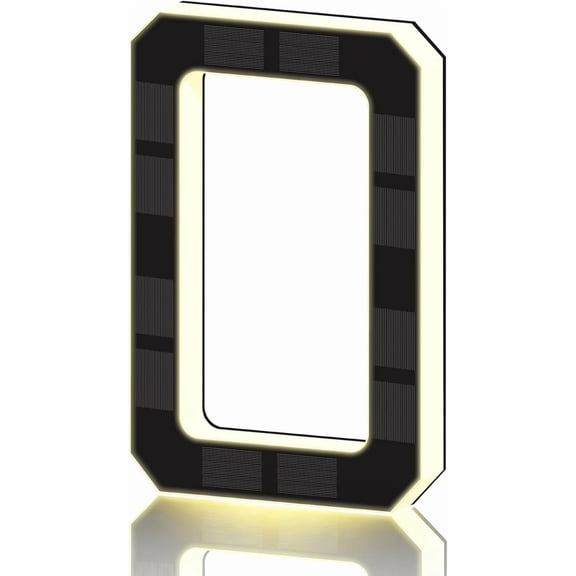 Solar Powered Address Sign, No Installation Drill-Free Wall Mount Outdoor Dusk to Dawn House Number Plaque (#0,4.7in)