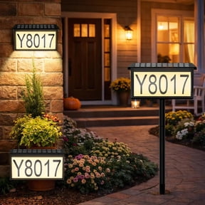 Solar Powered Address Sign Plaque with Stakes House Numbers & Letters Exquisite DIY Stickers