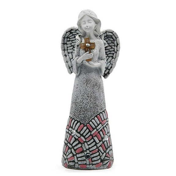 Solar-Powered Angel Garden Statue: Elegant Outdoor Decor With Cross Design