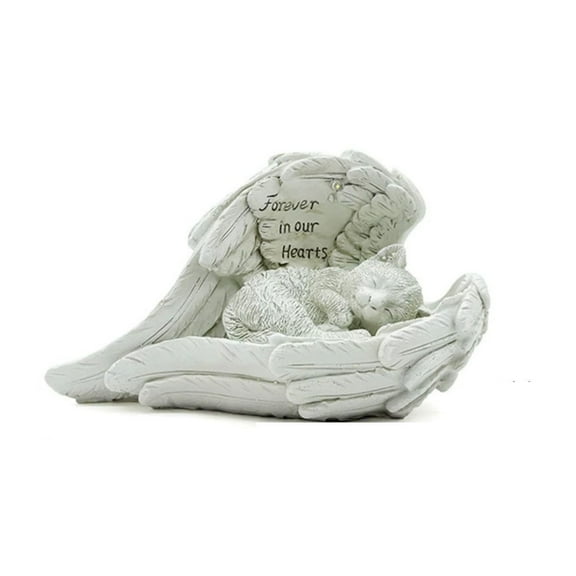 A Solar Powered Angel Pet Commemorative Tombstone For Dog Or Cat Memorial Garden Decor Resin Grave Marker With Engraving Space For Pet Loss Remembrance Outdoor Use
