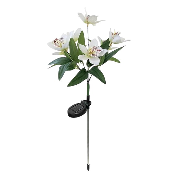 Solar Powered Artificial Orchid Flower Stake Lights, Waterproof LED Outdoor Garden Lights, Auto On/Off No Wiring for Patio Yard Pathway (Size/Colour as Pictured)