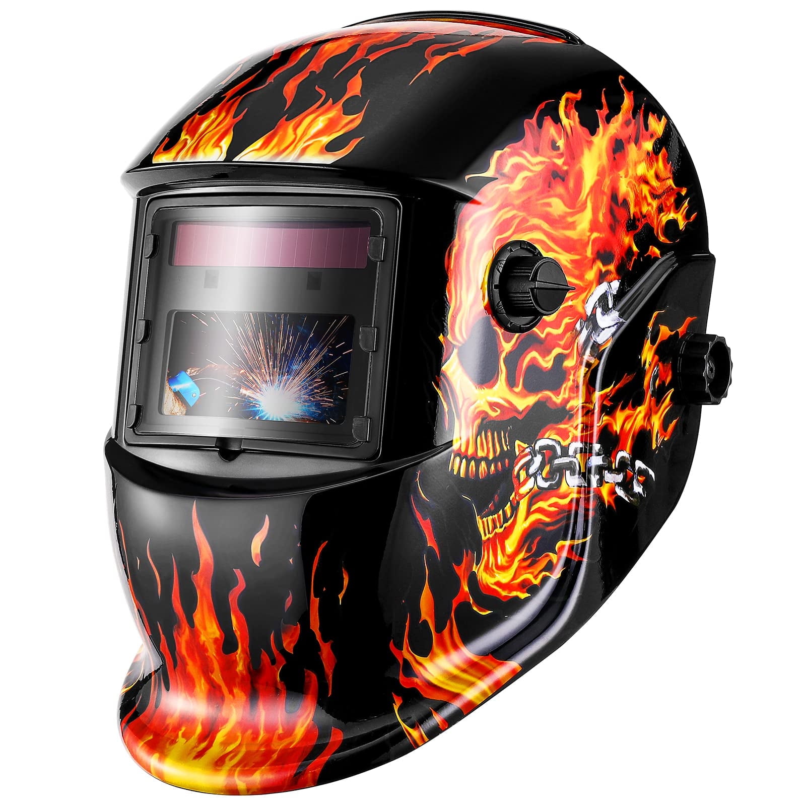 Solar-Powered Auto Darkening Welding Helmet, Adjustable Shade 4/9-13, Lightweight Design with Sensitivity & Delay Settings for MIG, TIG, Arc Welding
