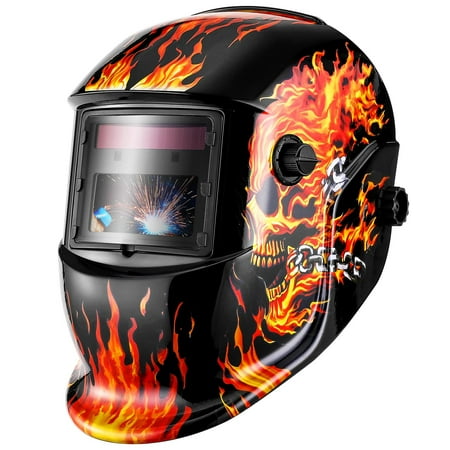 Solar-Powered Auto Darkening Welding Helmet, Adjustable Shade 4/9-13, Lightweight Design with Sensitivity & Delay Settings for MIG, TIG, Arc Welding