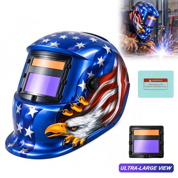 Solar Powered Auto Darkening Welding Helmet, Lightweight Full Face Welding Mask with True Color Lens & Grinding Mode, Protective Gear for Workshop Industrial Welder