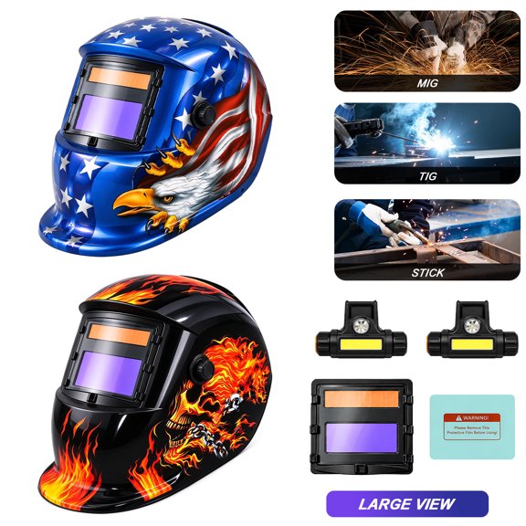 Solar Powered Auto Darkening Welding Helmet, Lightweight Full Face Welding Mask with True Color Lens & Grinding Mode, Protective Gear for Workshop Industrial Welder