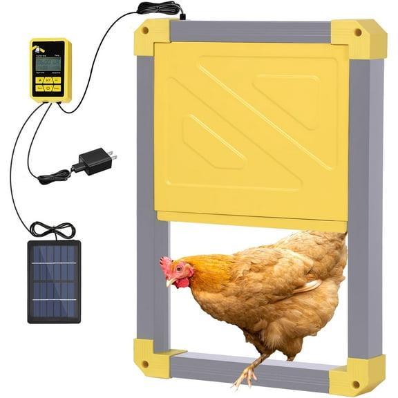 Solar-Powered Automatic Chicken Coop Door - Weatherproof & -Resistant Auto Opener for Chicken Houses/Duck Runs, Dual Power Modes, Safety Sensor, Easy Installation (Grey)
