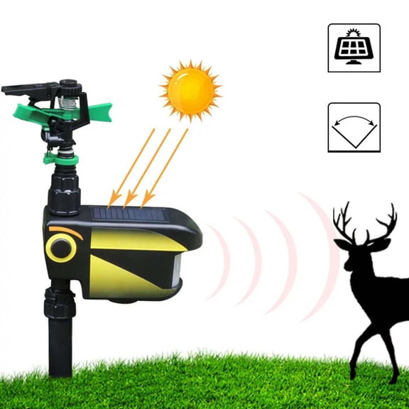 Solar Powered Automatic Irrigation Sprinkler - PIR Motion Sensor Controlled Lawn Watering System with Wide Spray Coverage for Garden or Yard