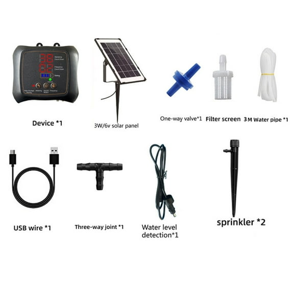 Solar Powered Automatic Plant Watering System with Timer, Drip Irrigation Kit & USB Charging, Self Watering Device for Potted Plants, Low Water Alert, Adjustable Flow for Indoor Outdoor Garden
