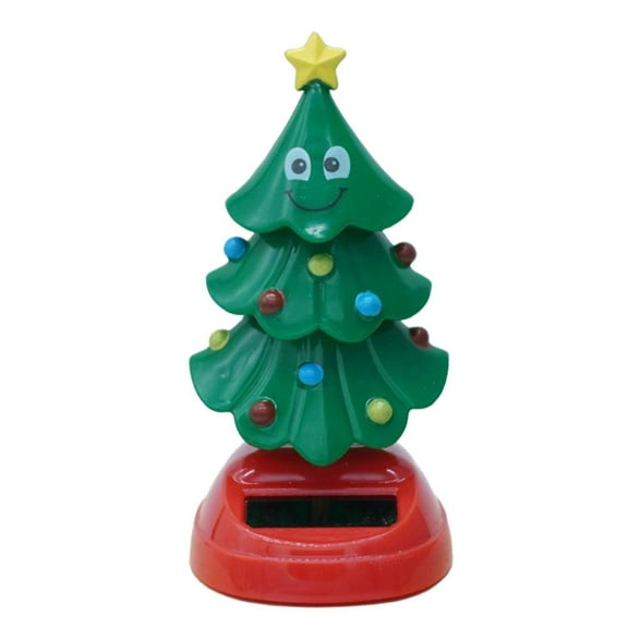 Solar-Powered Automatic Swaying Christmas Tree-Shaped Plush Toy for Car Interior and Home/Office Decoration, Made of ABS