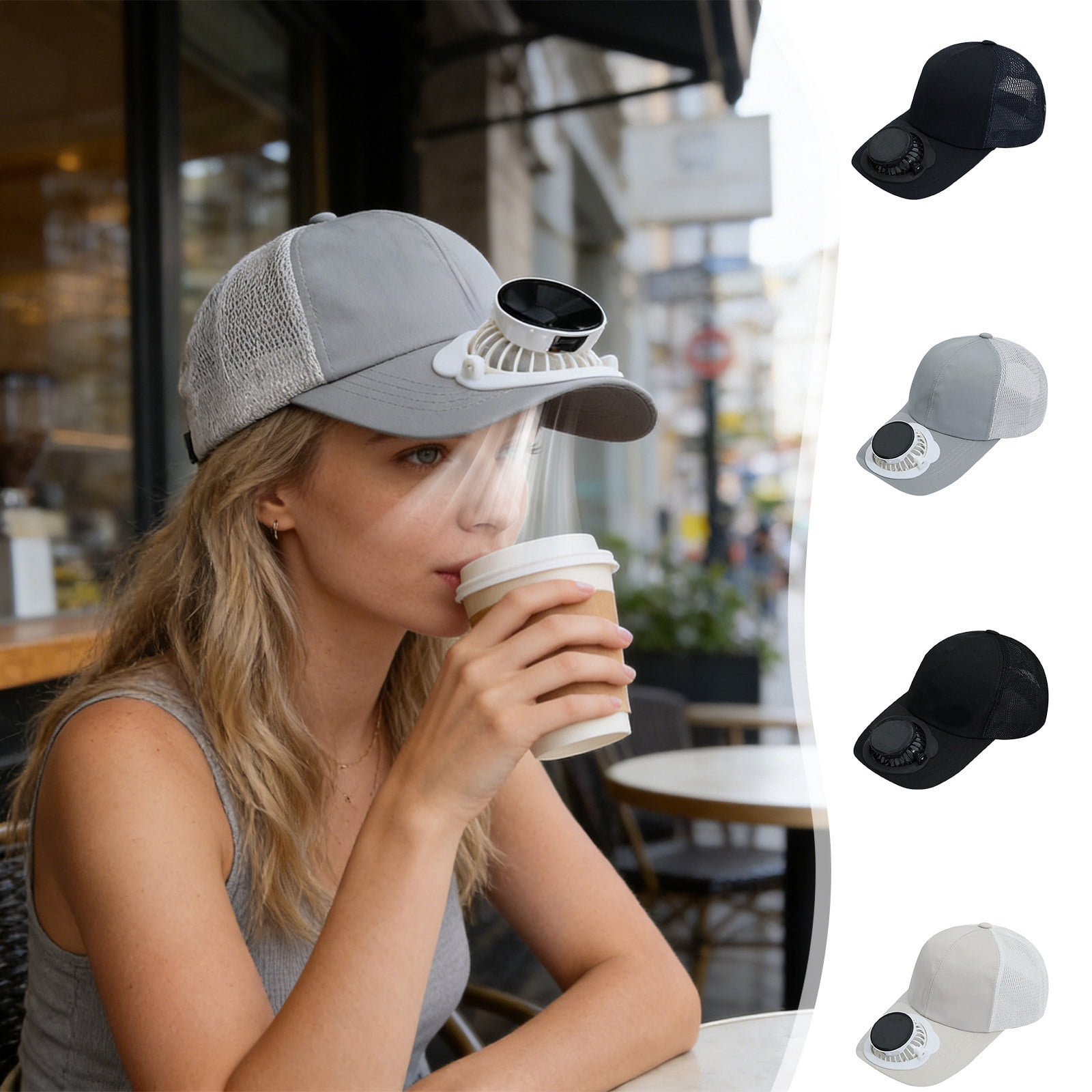 Solar-Powered Baseball Cap, USB Rechargeable Fan Cap, Cooling Sun Hat ...