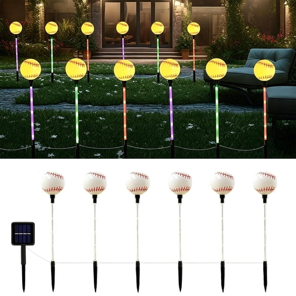 Solar Powered Baseball Ground Light, Outdoor Garden Courtyard Decorative String, White