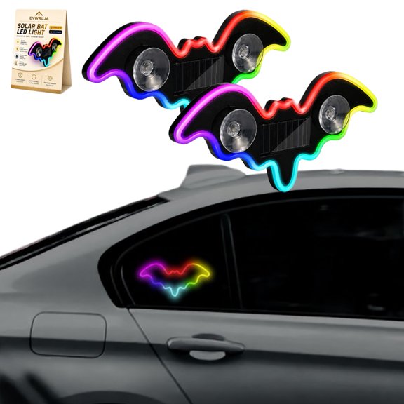 Solar Powered Bat Night Car Light Cool Glow Projection for Vehicles USB Sun Charging LED Nighttime Decor Ambient Devil Eyes Shapesignal Projector Wireless Auto Lamp Gadget Gift Mens