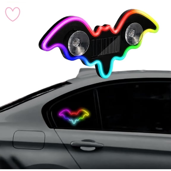 Solar Powered Bat Night Car Light Cool Glow Projection for Vehicles USB Sun Charging LED Nighttime Decor Ambient Devil Eyes Shapesignal Projector Wireless Auto Lamp Gadget Gift Mens(Multicolor,1PC)