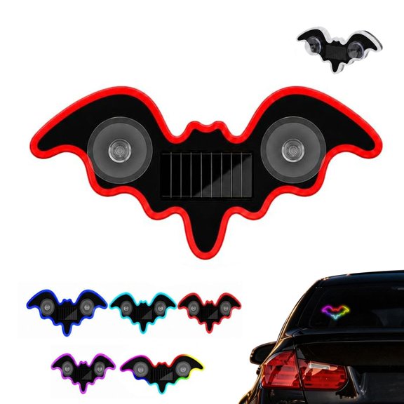Solar-Powered Bat Night Car Light Cool Glow Projection for Vehicles, USB Wireless Led Vehicle Interior Night Atmosphere Projection Lamp, Motion Sensor Window Suction Glow Accent Light
