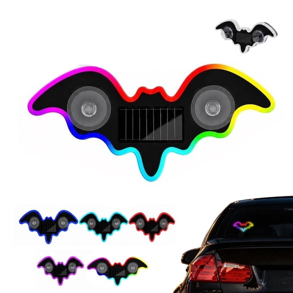 Solar-Powered Bat Night Car Light Cool Glow Projection for Vehicles, USB Wireless Led Vehicle Interior Night Atmosphere Projection Lamp, Motion Sensor Window Suction Glow Accent Light