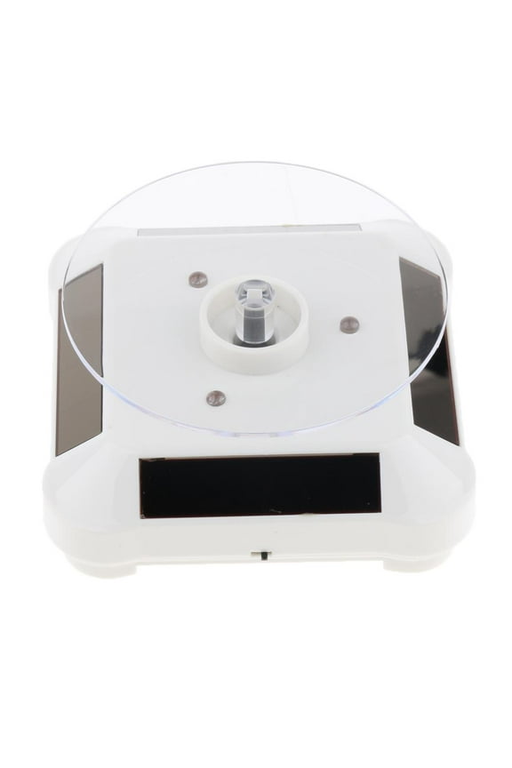 Solar Powered / Battery Rotating Display Turntable LED Light for Jewelry Watch Phone, Save White