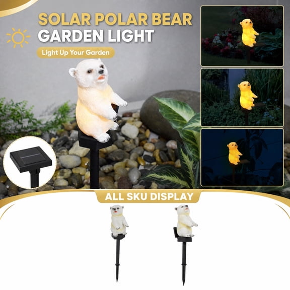 Solar Powered Bear Garden Stake Light, Decorative Resin Animal Statue for Outdoor Yard Patio Lawn, Cute Decor for Spring and Summer Gifts