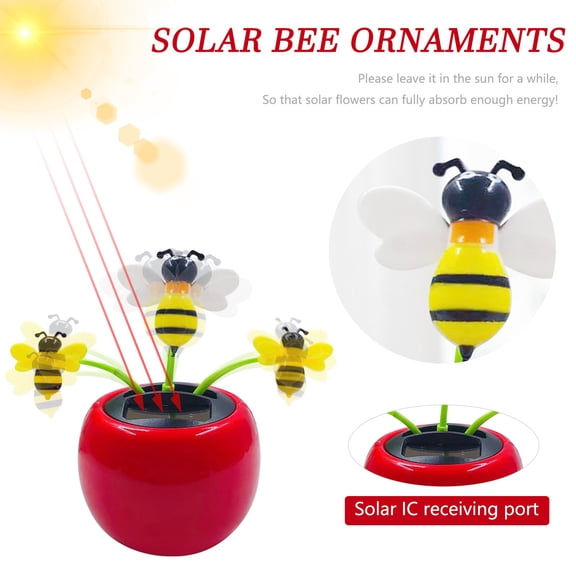 Solar-Powered Bee Flower Ornament, 4.5 Inch No Battery Desktop Decoration, Ornament Adults, Balcony Decoration, Desktop Ornament, Desktop Decoration, for Car Home Office