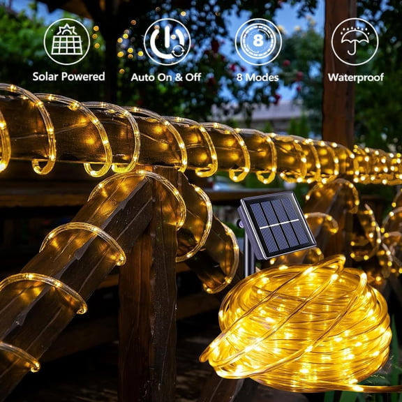 Solar Powered Bendable String Lights – 100 LED, 12m, 8 Modes, IP65 Frost/Sun Proof – for Fence, Wedding, Bars, Commercial Buildings