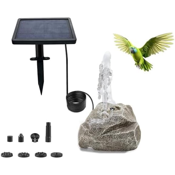 Solar Powered Bird Bath Fountain Equipped with Six Nozzles Rock Solar Bird Bath Power 3.5w Outdoor Water Fountain Suitable for Gardens Ponds Fish Tanks Courtyards$$Garden & Patio