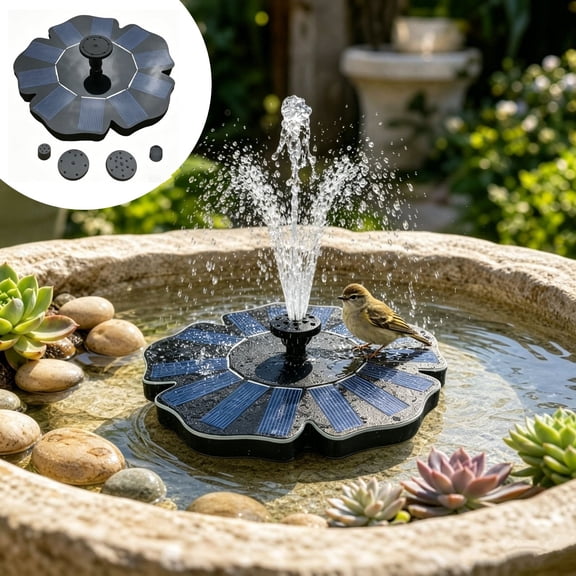 Solar Powered Bird Bath Fountain, Floating Water Spout for Outdoor Pond Pool Garden Decor, Eco-Friendly Circulating Pump, by IHXORA