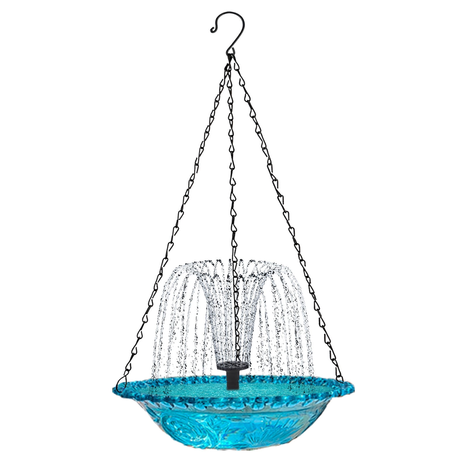 Solar Powered Bird Bath Fountain, Outdoor Hanging Decor, Embossed Glass Birdbath, 1 Set Fountain Kit, Lawn Garden Accent