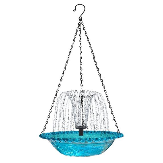 Solar Powered Bird Bath Fountain, Outdoor Hanging Decor, Embossed Glass Birdbath, 1 Set Fountain Kit, Lawn Garden Accent