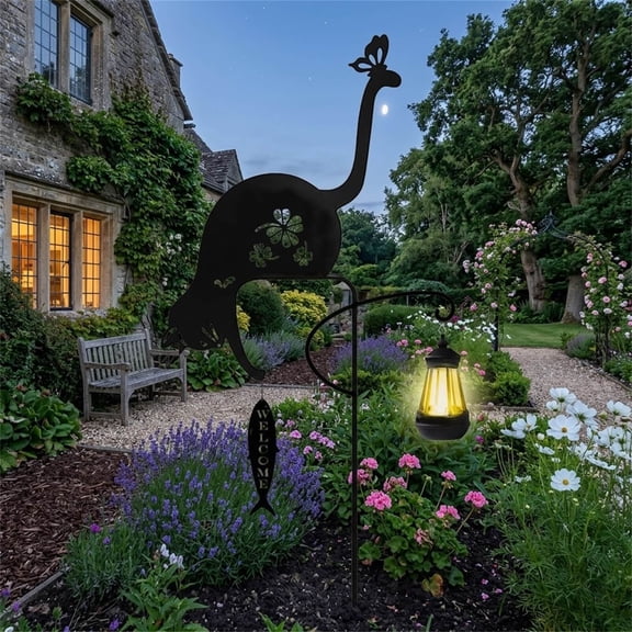 Solar Powered Black Cat Stake Garden Solar Lights Decorative, Garden Decorative Iron Art Cute cat Fishing Ground Light, Wireless Dusk to Dawn LED Landscape lamp Waterproof