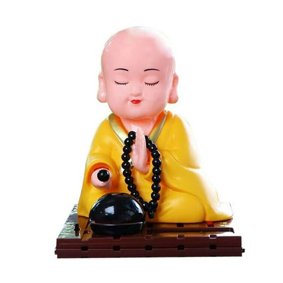 Solar Powered Bobble Shaking Head Monk Ornaments Dancing Toy Buddhist Monk Figurines Statues Car Home Office Decorations
