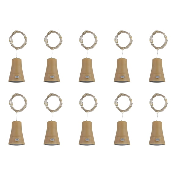 Solar Powered Bottle Stopper String Lights 10Pcs 1M Copper Wire 10LED Fairy Lights for DIY Bottle Decor Wedding Party Outdoor Decoration(Yellow-100CM)