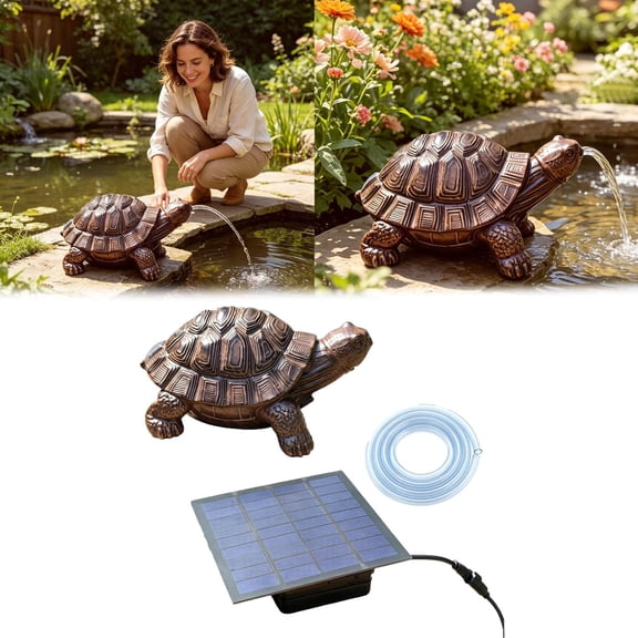 Solar Powered Resin Turtle Fountain for Small Pond Garden