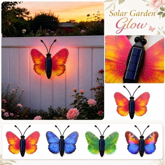 Solar Powered Butterfly Garden Lights Outdoor Decorative Pathway Lighting for Yard Patio Balcony Lawn Edge with Vintage Iron Design Ambient Glow