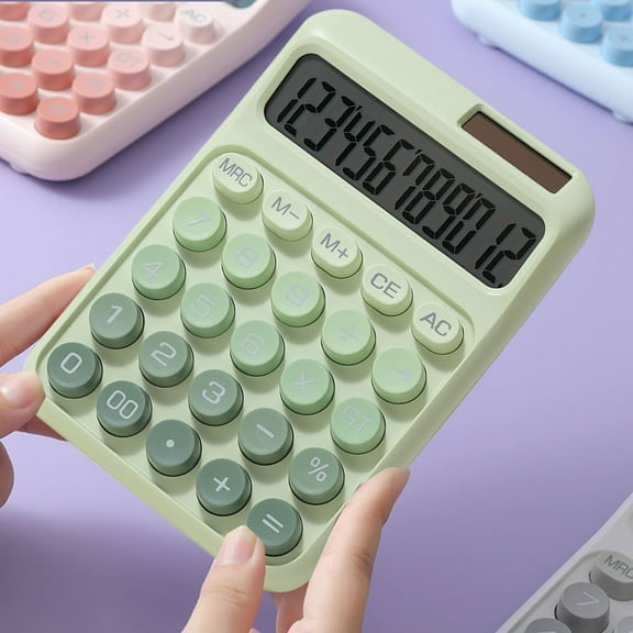 Solar Powered Calculator with 7 Cell Battery Backup - Portable Desktop Calculator for Students Adults - Basic Math Financial Functions - ABS Plastic - Auto Shut Off - Home School Office Store Use