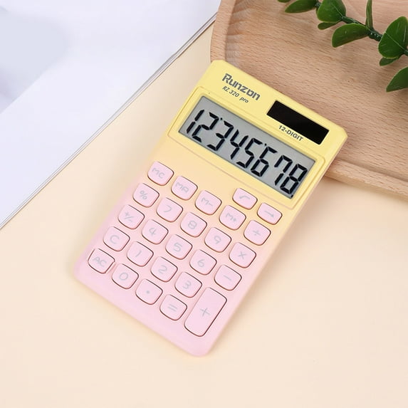 Solar Powered Calculator, Large Display and Buttons, Clear LCD Display, Double Power Supply, Portable Rugged, Ideal for Office School Home Business Use, Solar Calculator