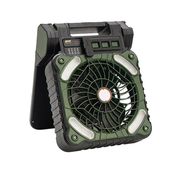 Solar-Powered Camping Fan & LED Lantern: 5200mAh Rechargeable Power!