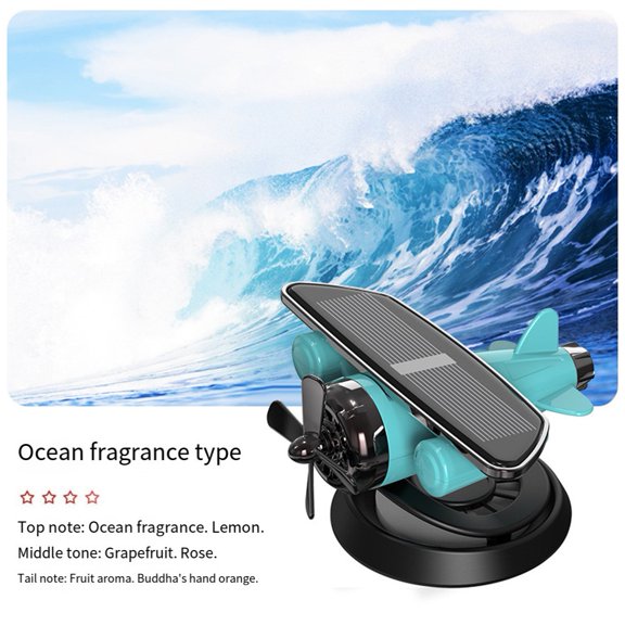 Solar Powered Car Air Freshener Rotating Airplane Perfume Diffuser Aromatherapy Decor for Dashboard Home Office Aviation Enthusiasts No Battery Required(Blue)