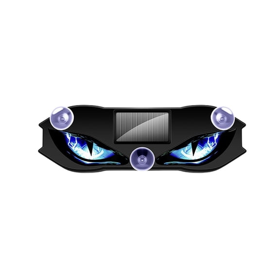 Solar Powered Car Devil Eyes LED Light, Blue | Windshield Dashboard Decorative Ambient Light with Suction Cups, Trucks/SUVs/RV