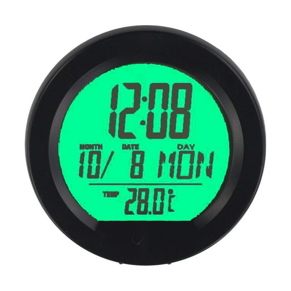 Solar Powered Car Digital Clock Thermometer Dashboard Luminous Lcd Display