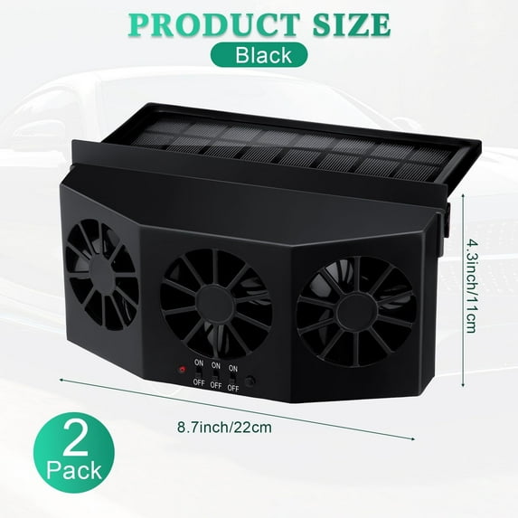 Solar Powered Car Exhaust Fan 3 Fans Car Window 4500 RPM Air Vent Radiator Solar Energy Cooling Vent Exhaust for General Types
