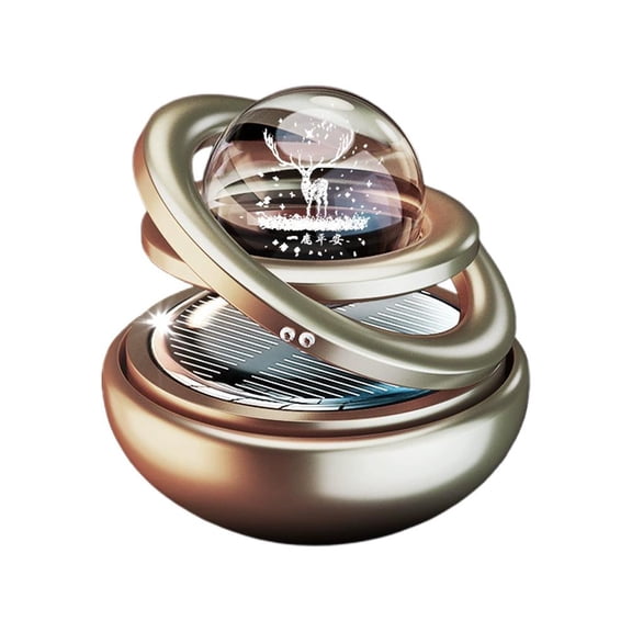 Solar Powered Car Freshener Rotating Interstellar Ball Double Floating Decor Auto Scent Spinner Galaxy Themed Levitating Vehicle Fragrance Cosmic Eco Friendly Aromatherapy
