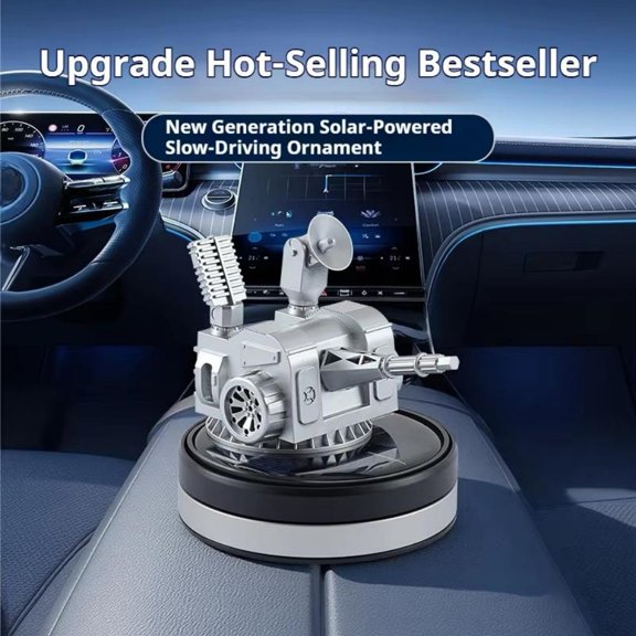 Solar Powered Car Perfume Diffuser, Rotating Aromatherapy Ornament with Natural Essential Oils, Metal Navy Style Air Freshener for Auto Dashboard and Desktop Decor, Silver