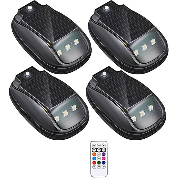 Solar Powered Car Roof Light RGB Strobe Waterproof Remote Control, 350mAh Battery Smart Sensing Wireless No Drill Installation, LED Marker for Motorcycle Truck Car All Weather Safety Warning Flash