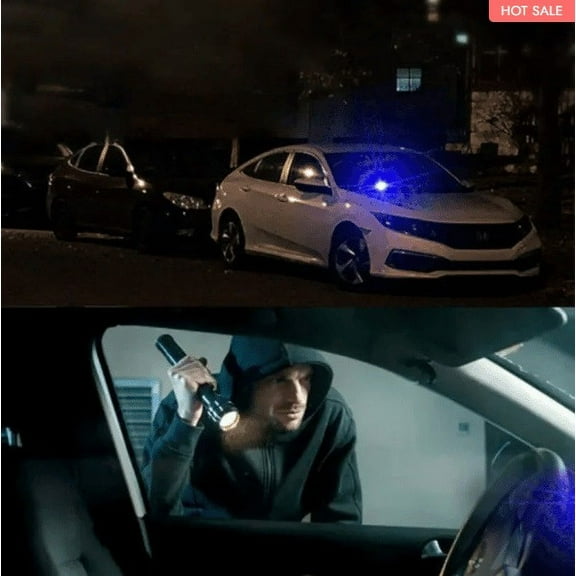 Solar-Powered Car Security Light, a motion-activated lifelike dummy alarm with bright flashing LEDs, vehicle protection, parking safety, and theft deterrence for vehicle, 1.97*1.06in, Red